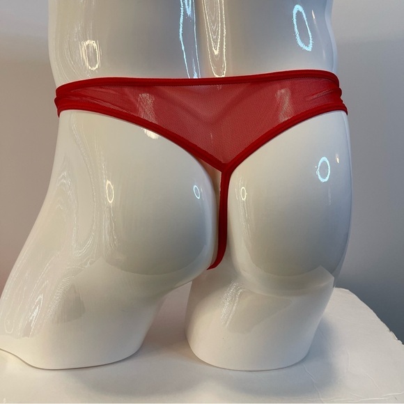 Mens Thong G-String Underwear Mesh Sheer See Through Red Medium NWT - Picture 8 of 12